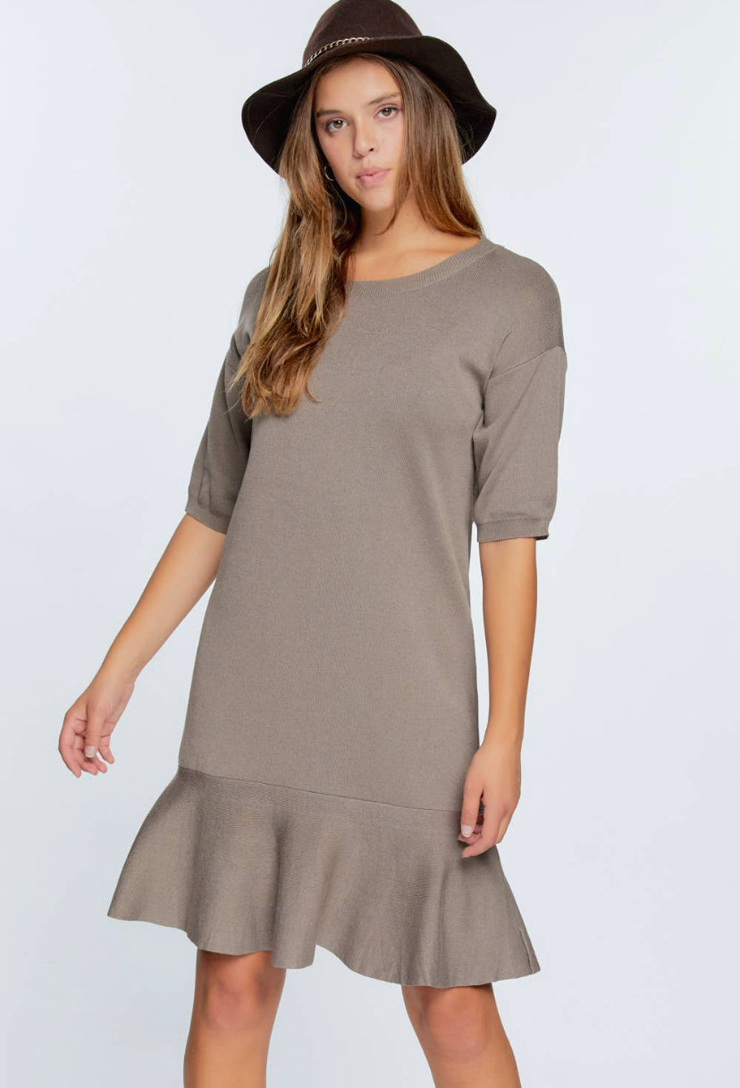 Ruffled Drop Waist Puff Sleeve Dress