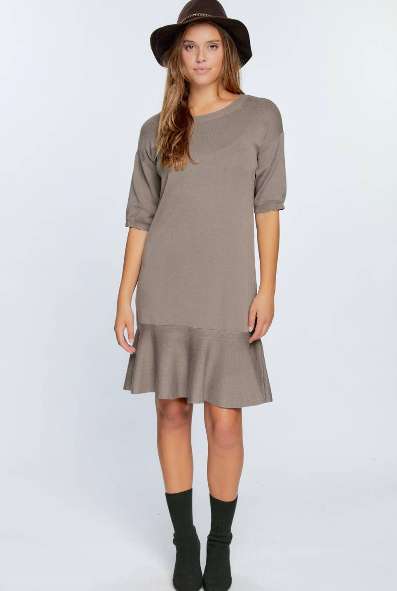 Ruffled Drop Waist Puff Sleeve Dress