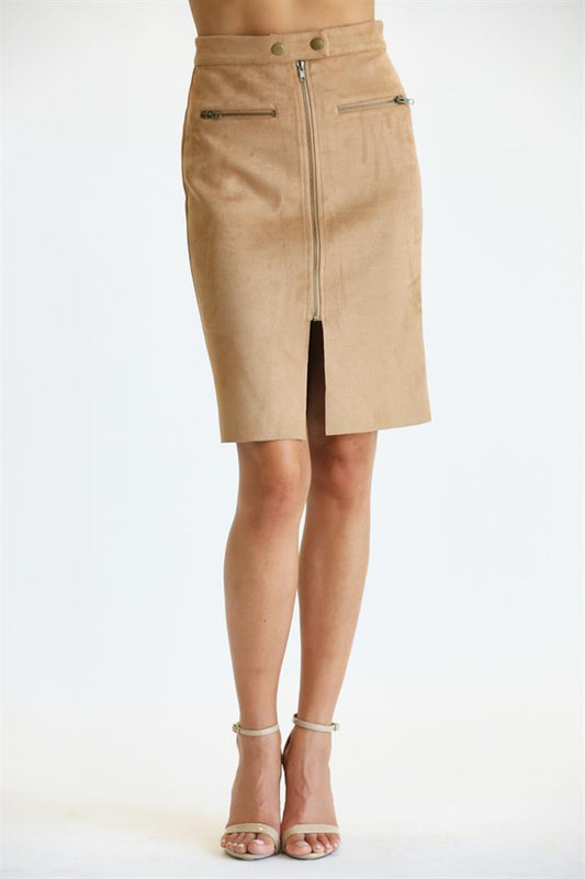 Faux Suede Pencil Skirt