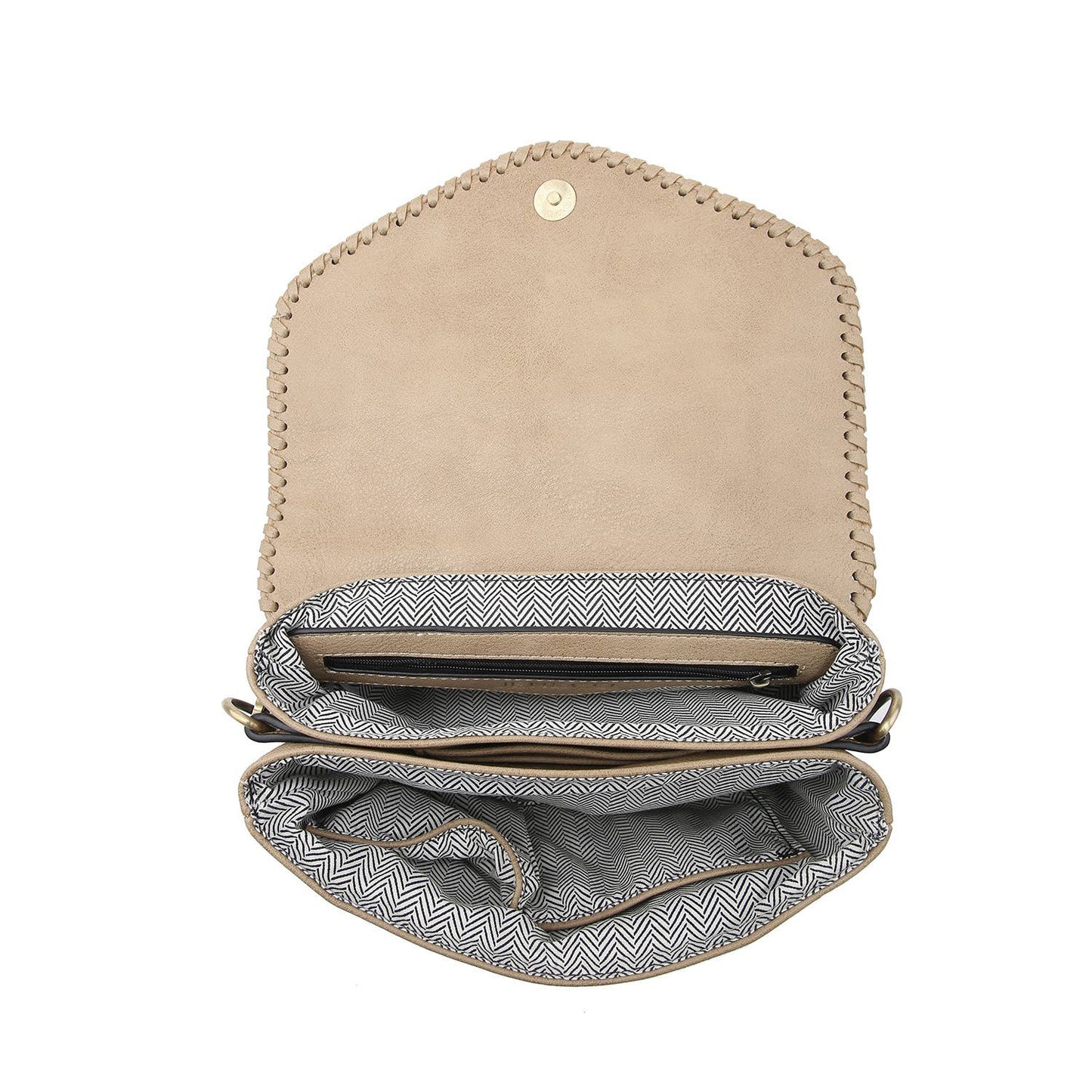 Sloane Flap-over Crossbody w/ Whipstitch and Tassel