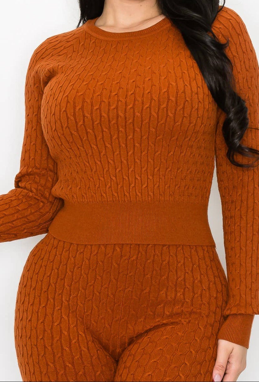 Cable knit sweater two piece